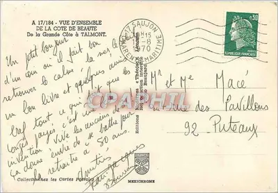 Pełen widok wybrzeża piękności w Talmont — Wydawnictwo Théodore Mexichrome, nr 17/184 — Rewers
