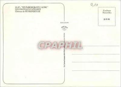 Zamek Peyrepertuse — widok z lotu ptaka — S.A. Cartes Postales A.P.A.-POUX, seria 11-57 — Rewers