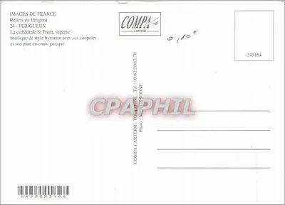 Périgueux — widok lotniczy katedry Świętego Fronta — Compas Carterie — Rewers