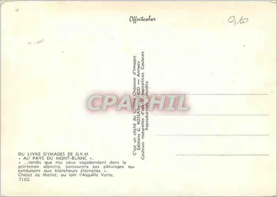 Chalé de Merlet — ao longe a Aiguille Verte — Éditions du Livre d'Images de G.R.M. — Verso