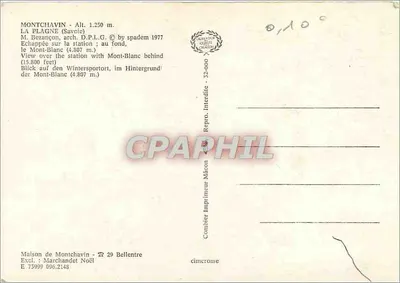 Mont Blanc — 4807 m — Maison de Montchavin, 29 Bellentre — Rewers