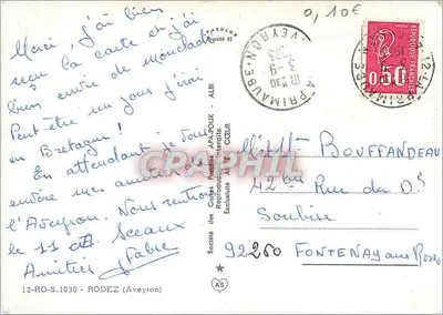 Rodez — A Catedral — Lembrança de Rodez — Verso
