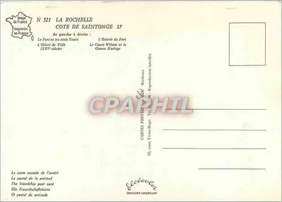 La Rochelle — Costa de Saintonge — Editora Elécécolin, n° 521 — Verso