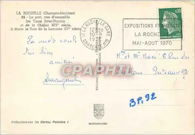 La Rochelle — vista general del puerto y de las torres históricas — Ediciones Méxichrome — Reverso