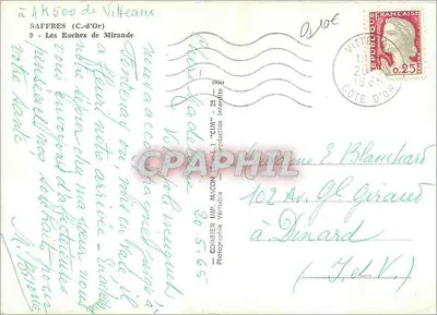 As Rochas de Mirande — Côte d'Or — Comber Imp. Macon — Verso