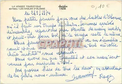 Les Sables d'Olonne — widok panoramiczny z żaglakiem i wieżą — wydawca La Vendée Touristique — Rewers