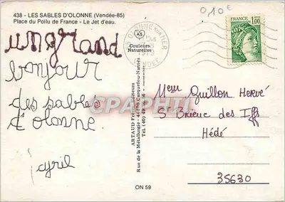 Les Sables-d'Olonne - Plac de Poilu - Fontaine — wydawca ARTAUD Frères — Rewers