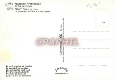Royat — Pomnik Pamięci i Kaplica — Wydawca Elcé, nr 7109 — Rewers