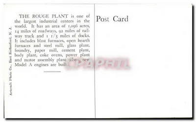 Rouge Plant — Ford Motor Company — Artercraft Photo Co., East Rutherford, N.J. — Verso