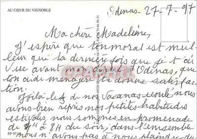 Vinhedo de Odenas — No coração do vinhedo — Edição Guibourg 97.05 — Verso