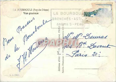La Bourboule (Puy-de-Dôme) — Widok ogólny — Éditions d'Art Français — Rewers
