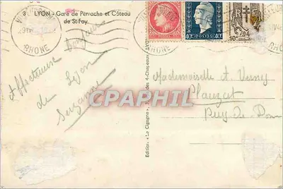Estação de Perrache e Côteau de St-Foy — Lyon — Edição « A Cegonha » — Verso