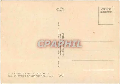 Castelo de Gironde — Aveyron — Société des Cartes Réalistes ALBI — Verso