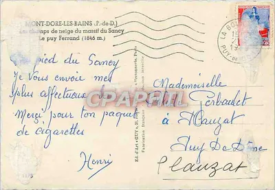 Szczyt pod Puy Ferrand — Mont-Dore-les-Bains (P.-de-D.) — Wydawnictwo d'Art Guv & 35, Paryż — Rewers