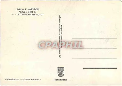 Laguiole (Aveyron) — O touro por Guyot — Edições « Théojac », Limoges — Verso