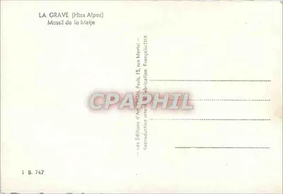 La Grave (Htes Alpes) — Massif de la Meije — Les Éditions d'Art Van, Paris — Rewers