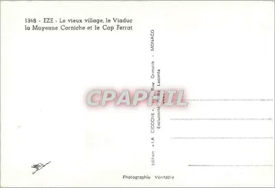 Eze - Stare miasto, most Viaduc la Moyenne Corniche i Kap Ferrat — LA CIGOGNE — Rewers