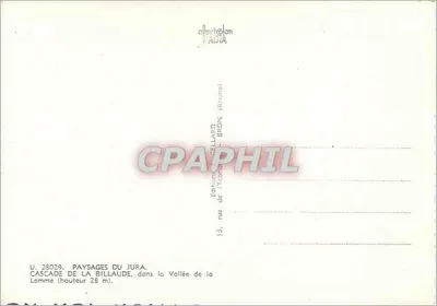 Wodospad La Billauade — Pejzaże Jura — Wydawnictwo Écossard, Bron (Francja) — Rewers