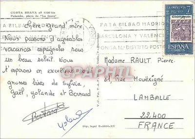 Palamós, praia de 'La fosca' — Costa Brava n° 1100 bis — La Imprenta de Palamós — Verso