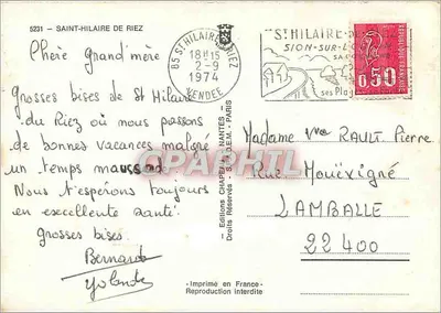 Saint-Hilaire-de-Riez — Vendée — Publisher Rooy, no. 5231 — Back