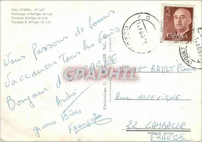 Vall d'Aran — Paisagem de Artiga de Lin — editor Vall d'Aran, n° 127 — Verso