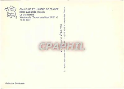 Witraż Potomka Buntownika — XIII wiek — Kolekcja Katedry, Wydane we Francji — Rewers