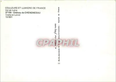 Castelo de Chenonceau — Vale do Loire — Edições d'arte Jean-Jaurès — Verso