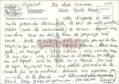 Kaplica i osada Cime-du-Mélezet — Park Regionalny Queyras — wydawca G. P. C. — Rewers