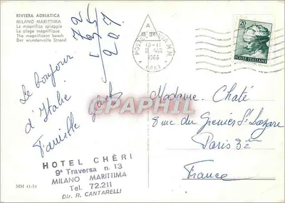 Praia da Riviera Adriática — Milano Marittima — Hotel Chéri — Verso