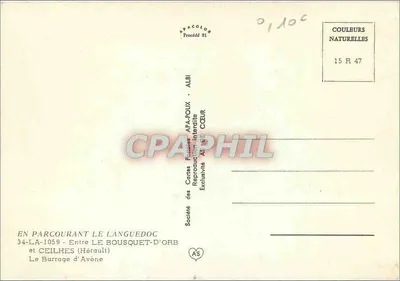Przełęcz w Avène — między Le Bousquet-d'Orb a Ceilhes (Hérault) — Société des Cartes Postales AFA-POUX - ALBI — Rewers