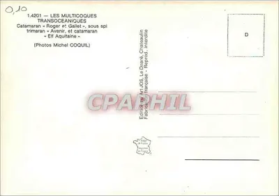 Multicoques transoceaniczne — Katamaran « Roger et Gallet », trimaran « Avenir » i katamaran « Elf Aquitaine » — Wydawnictwo Art JOS, Le Doaré — Rewers
