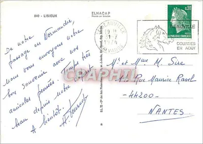Lisieux — Katedra św. Piotra, ulica au Char i aleja Victora Hugo, statua św. Teresy — Elnacap — Rewers