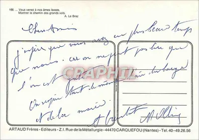 Grupo de gaivotas em uma praia — Artaland — editor Artaud Frères — Verso