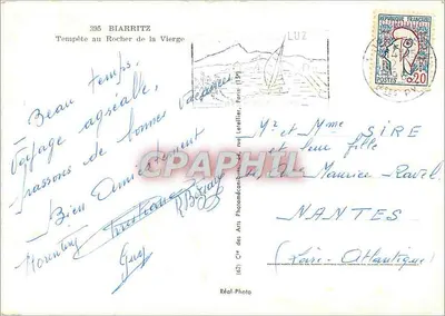 Biarritz — Tempestade no Rocher de la Vierge — CIR das Artes Fotomecânicas, Paris — Verso