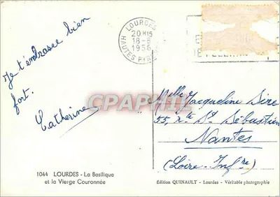 Lourdes - A Basílica e a Virgem Coroada — Edição Quinault, n°1044 — Verso
