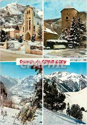 Saint-Lary — Vista invernal com igreja, castelo e montanhas — A.R.U.M.-ÉDITIONS