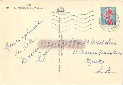 Nice — La Promenade des Anglais — Éditions d'Art Montlue, n°169 — Rewers