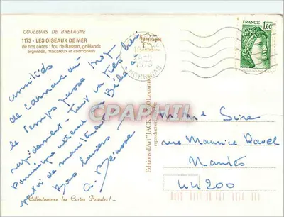 Aves Marinhos — Bretagne — Edições de Arte 'Jack' n°1173 — Verso