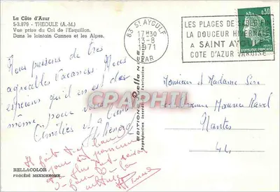Côte d'Azur — Widok z Col de l'Esquillon — Wydawnictwo Rella — Rewers