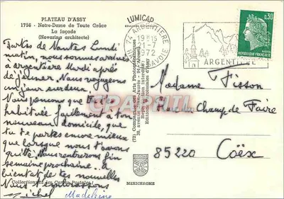 Nossa Senhora de Toda Graça — Argentière — editor IRIS, n° 85220 — Verso