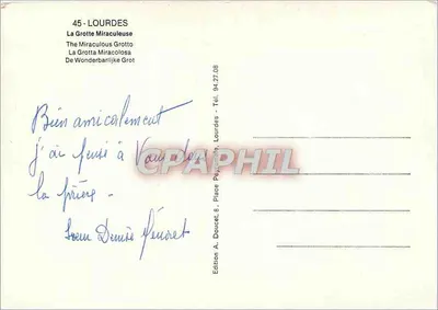 Lourdes — A Grotta Milagrosa — Edlux — Verso