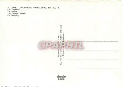 Divonne-les-Bains — vista panorâmica e estabelecimentos — Éditions L. Cellard — Verso