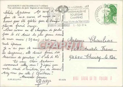 Bourbon-l'Archambault — Widok lotniczy parku Bignan i jego rozrywki — Wydawca Mâcon — Rewers