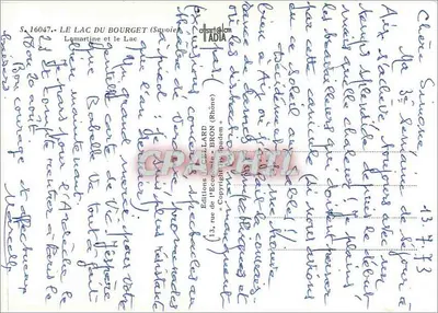 LAC DU BOURGET — Estátua de Lamartine — Edições LILLARD, Bron — Verso