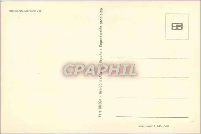 Bilhete postal moderno Benidorm Alicante — Verso