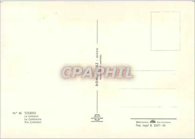 Toledo — A Catedral — Éd. Dominguez de Oro, n° 45 — Verso