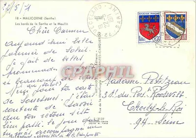 As margens da Sarthe e a Moinha — Malicorne (Sarthe) — Editores Artaud-Fibres — Verso