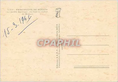 Ogród Eksotyczny, na tle skały w Monako — Éditions S.E.P.T. Corbella, NICE — Rewers