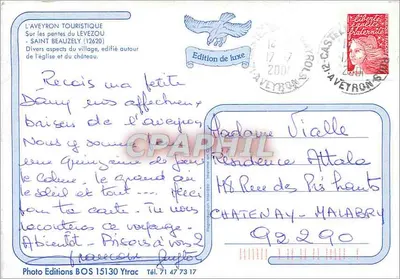 Saint-Beauzely — Różne widoki miasta, wydane wokół kościoła i zamku — Wydawnictwo luksusowe, L'Aveyron Touristique — Rewers