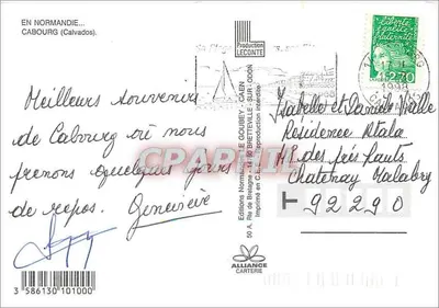 Cabourg — vista aerea, hotel, spiaggia, architettura e ippodromo — Edizioni Leconte — Verso